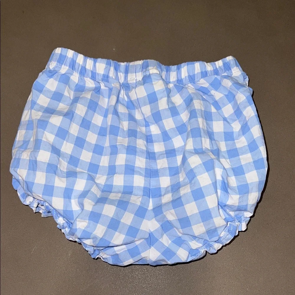 Blue and White Checkered Girls Ruffled Bloomers Diaper Cover